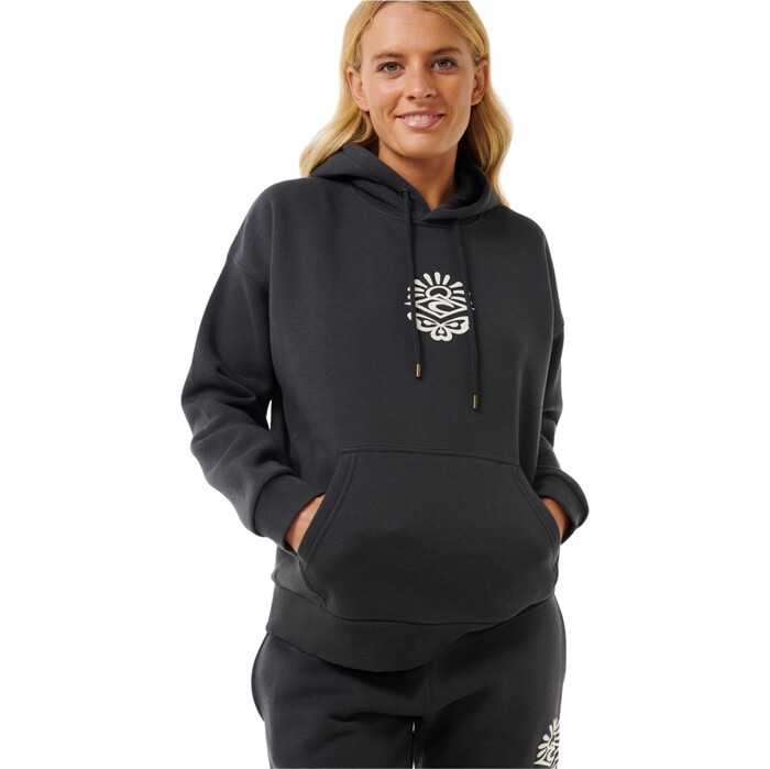 2024 Rip Curl Frauen Icons Of Surf Heritage Hoodie 06NWFL - Washed Black